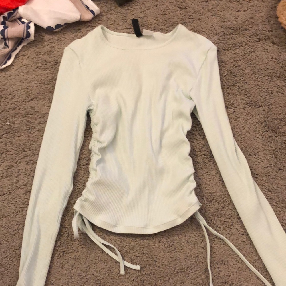 mint green long sleeve w tie sides